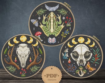 Witchy Goblincore Cross Stitch Pattern: Mystical Occult Decor (PDF Pattern)