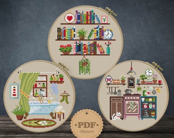 Cozy Room Cross Stitch Pattern: Home Decor DIY (PDF Pattern)