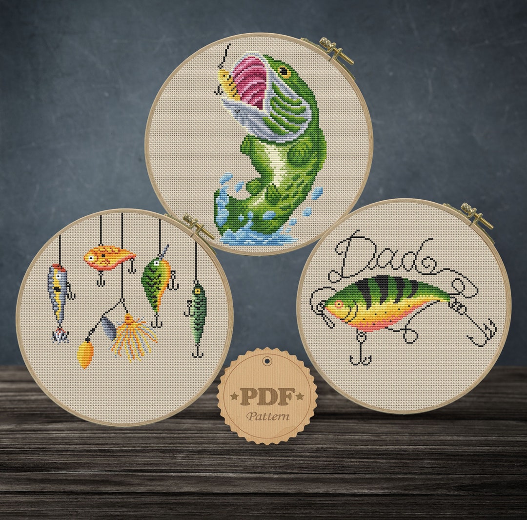 Fishing Lovers Cross Stitch Pattern, Modern Cross Stitch Pattern PDF