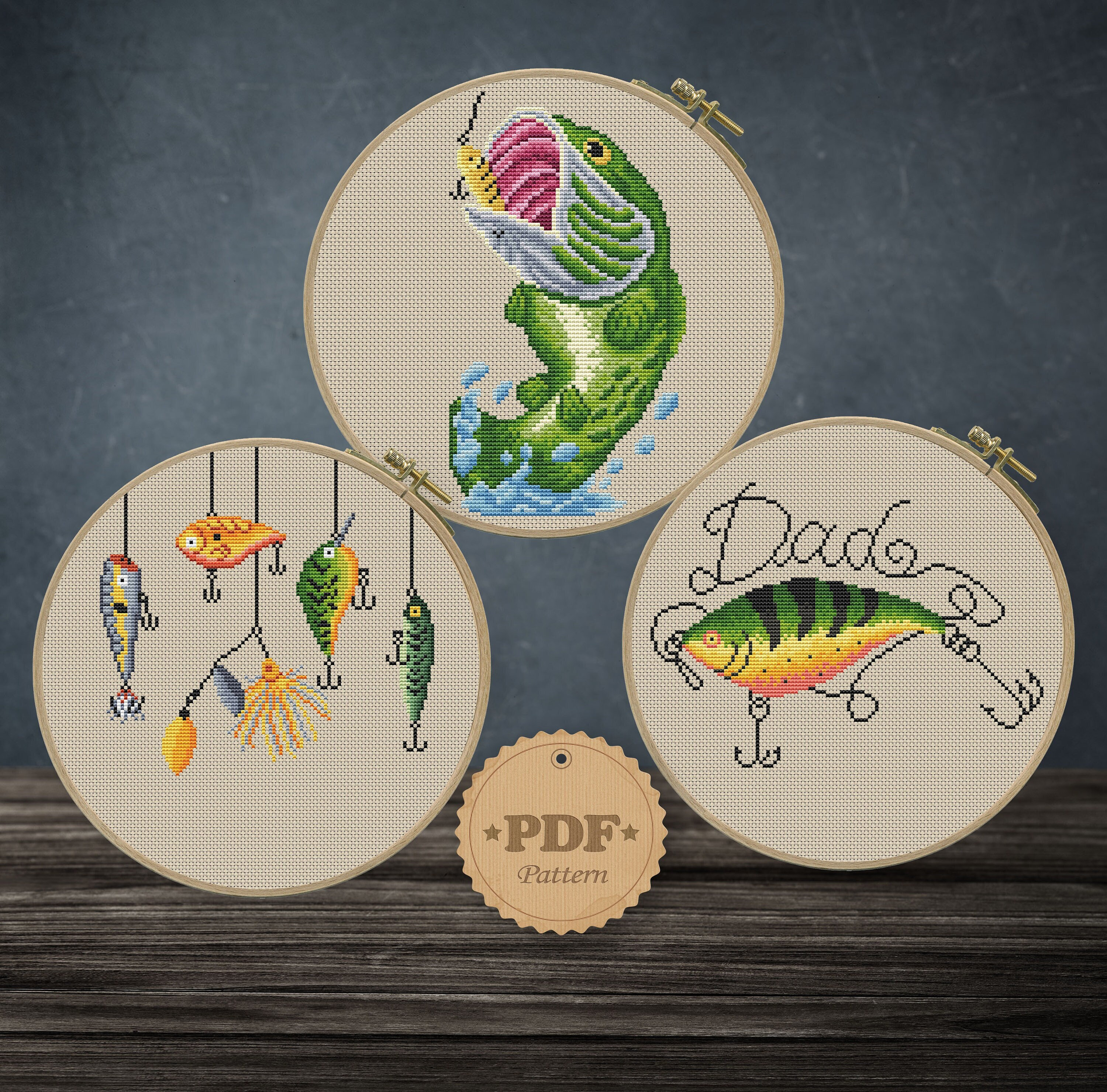 Fishing Lure Cross Stitch - Etsy, image size:3000x2959