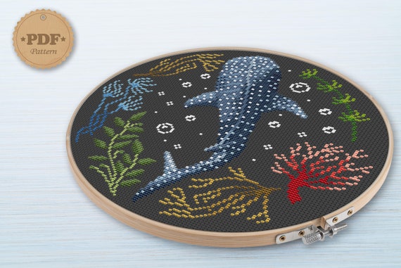 Whale Shark Cross Stitch Pattern, Modern Cross Stitch PDF