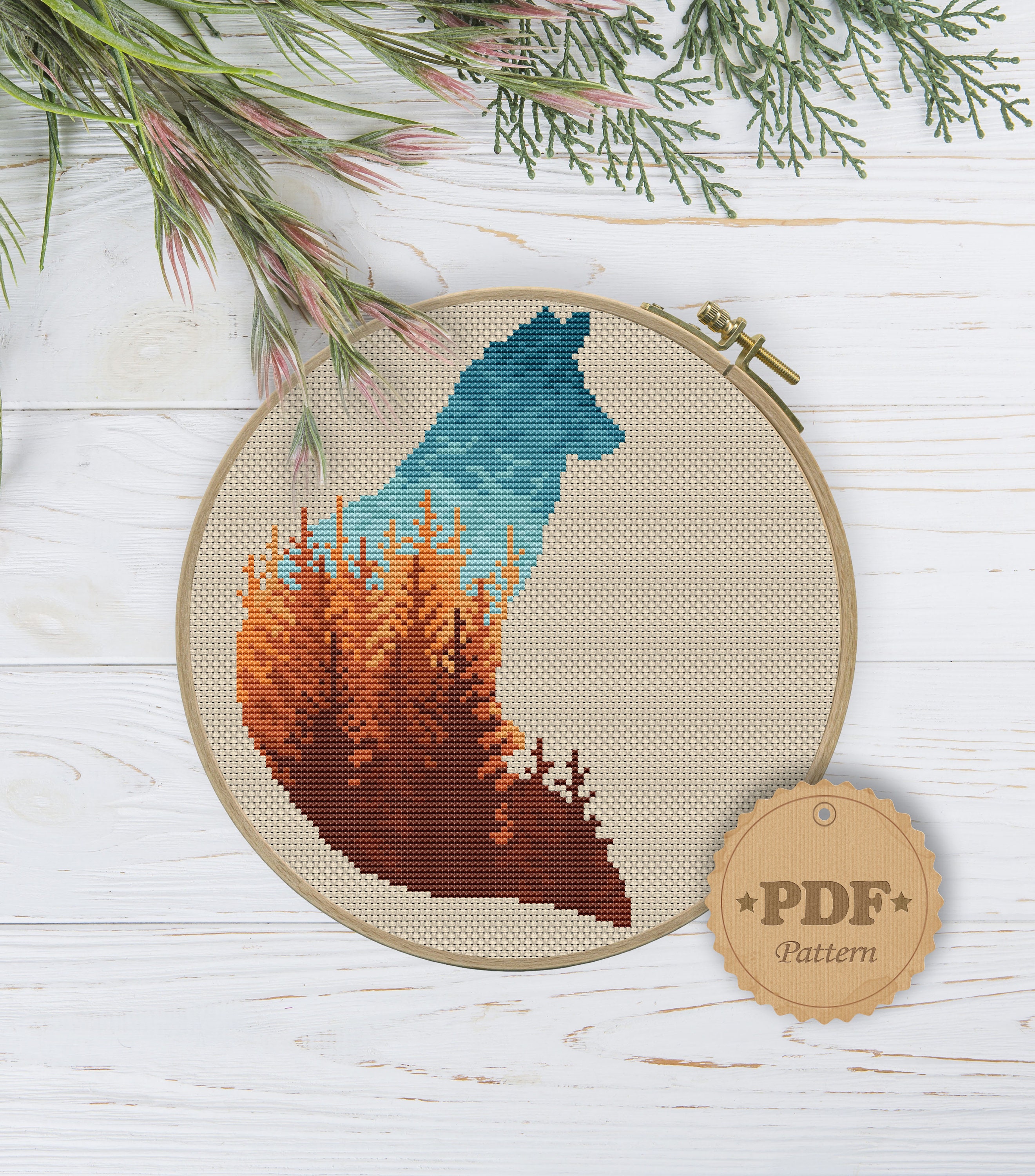 Autumn Landscape Cross Stitch Pattern PDF Modern Cross Stitch - Etsy