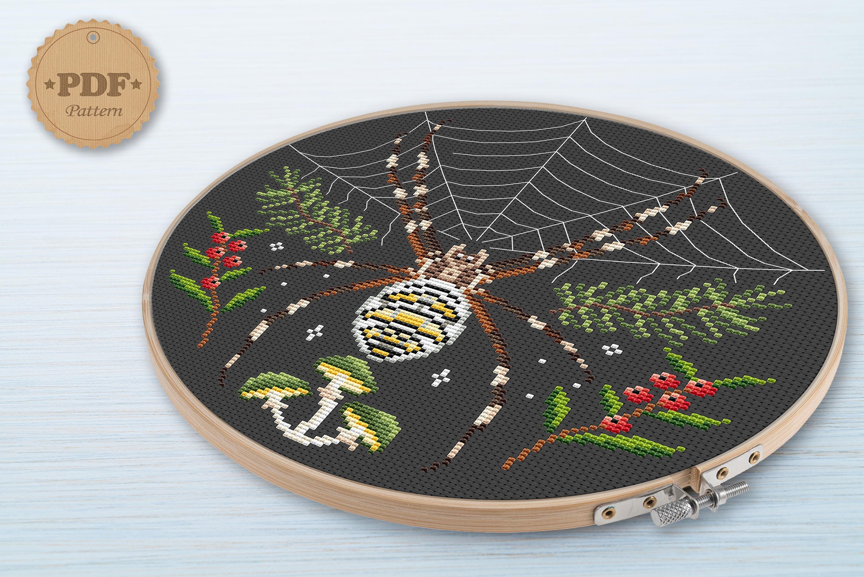 Wasp Spider Cross Stitch Pattern: Cottagecore Embroidery (PDF Pattern ...
