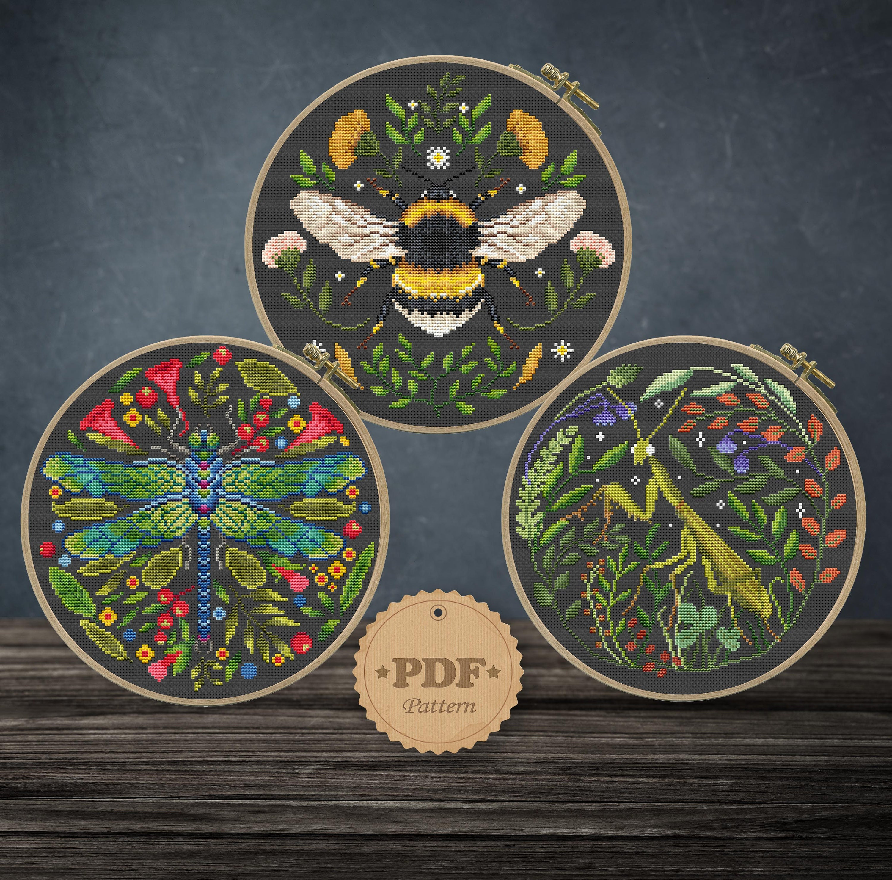 Insects Cross Stitch Pattern Pdf Modern Cross Stitch Pattern Etsy