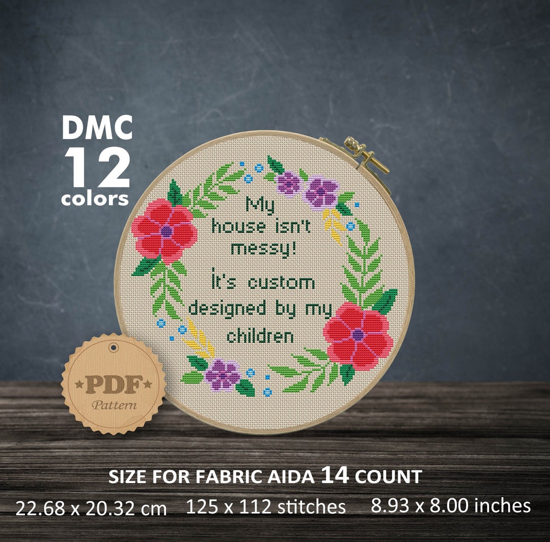 Floral Cross Stitch Pattern: Funny Quote Embroidery Design (PDF Pattern ...