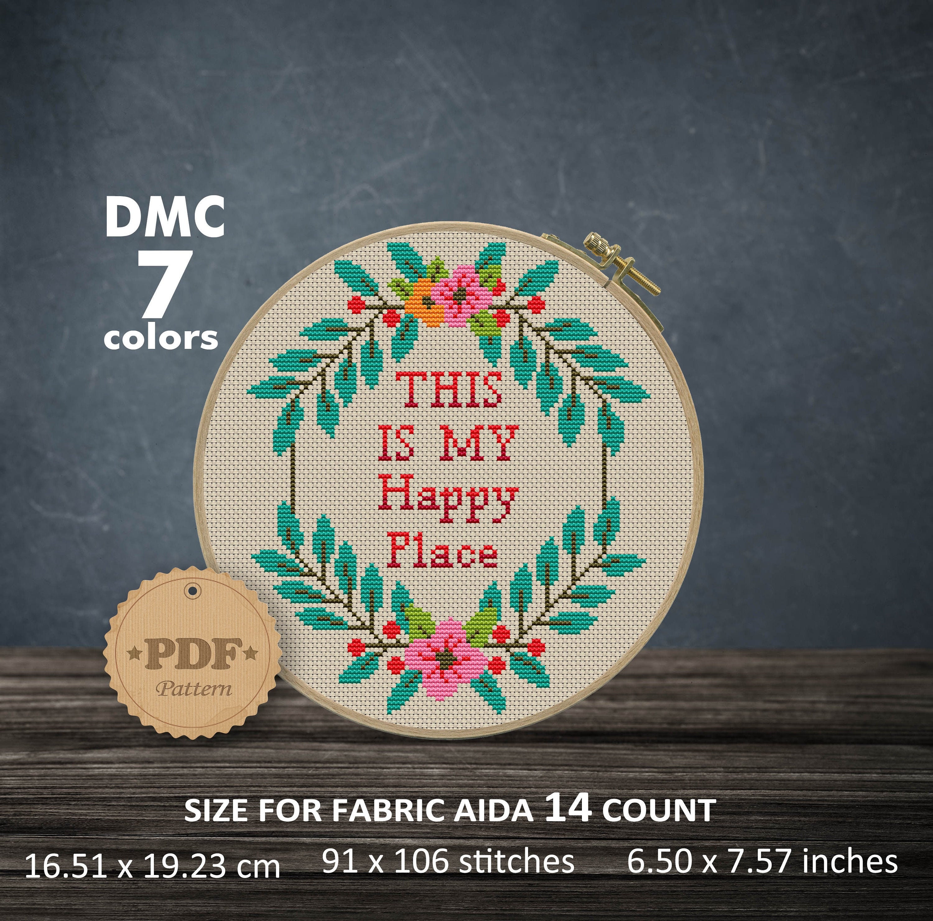 My Happy Place Cross Stitch Etsy