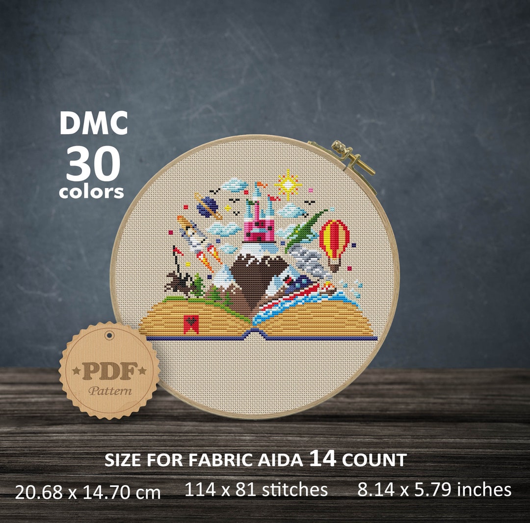 Magic Book Cross Stitch Pattern: Fantasy World Design (PDF Pattern) - Etsy