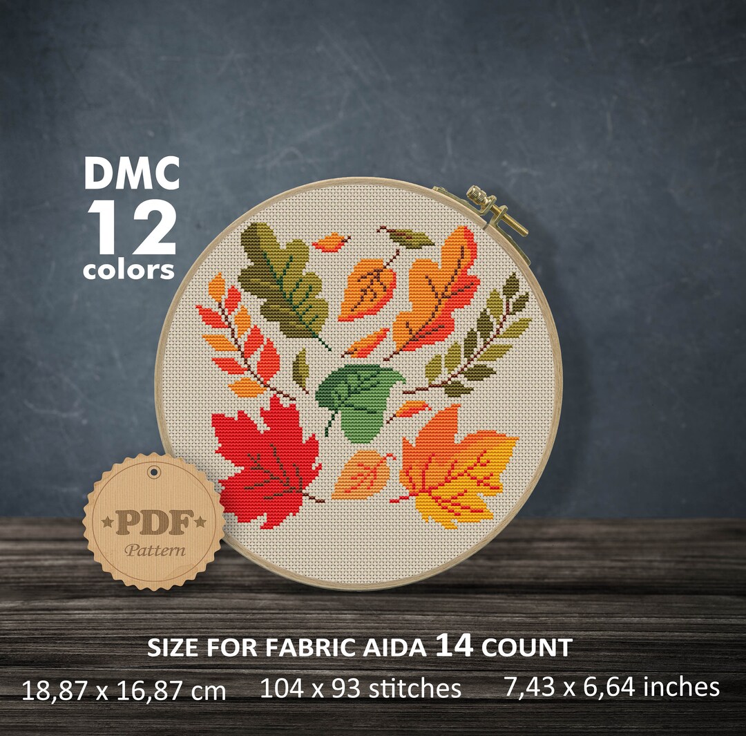 Autumn Leaves Cross Stitch Pattern PDF, Nature Cross Stitch, Modern ...