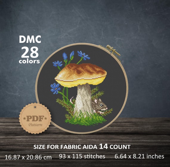 Mushrooms Cross Stitch Kit – Spot Colors