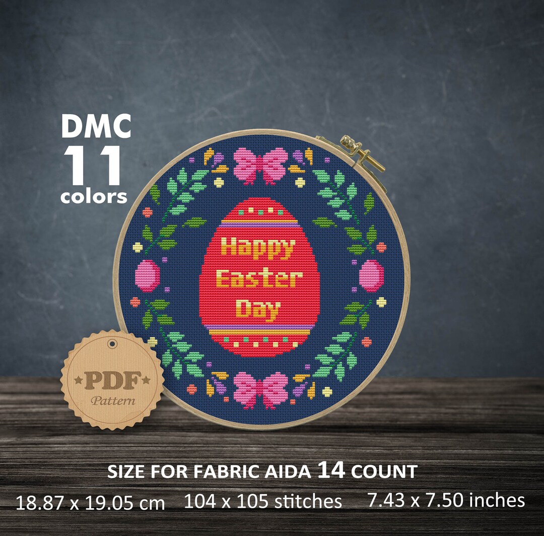 Floral Easter Egg Cross Stitch Pattern: Modern Embroidery (PDF Pattern ...