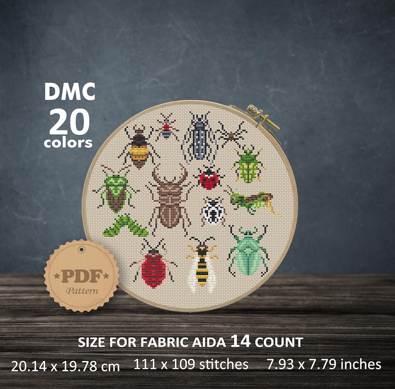 Beetle Cross Stitch Pattern Pdf Ladybug Embroidery Art Etsy