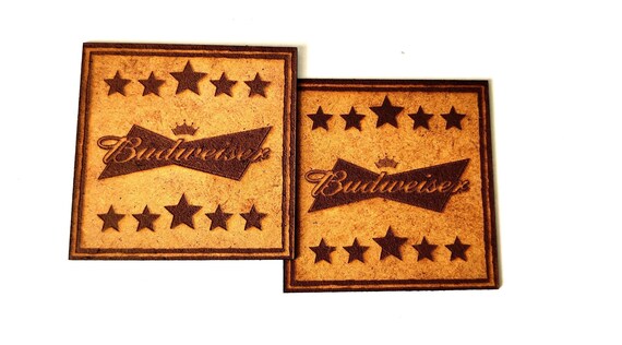 Vintage Budweiser Beer Pinewood Bar Coasters Laser Engraved Etsy