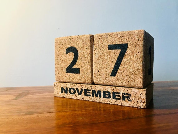 Cork Wood Calendar Blocks Perpetual Table Desk Blocks Perpetual Calendar Table Desk