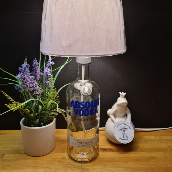 Absolut Vodka Flaschenlampe, Bottle Lamp 1L - Handmade UNIKAT Upcycling