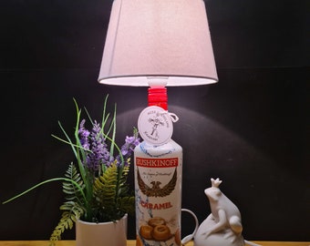 Rushkinoff Caramel Flaschenlampe, Bottle Lamp 1,0 l - Handmade UNIKAT Upcycling
