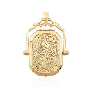 14K Gold Swivel Filigree Locket - 14K Solid Gold Real Photo Picture