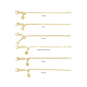 14K Gold Adjustable 3" Extender Chain - 14K Solid Gold Real Rose White Sliding Cable Box Rope Paperclip Wheat Franco
