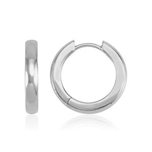 Platinum Hinged Huggie Hoops - Solid Platinum Plat Real Platinum Huggies Hoop Earrings 10mm 11.5mm 14mm 17.5mm Single Individual Flat