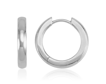 Platinum Hinged Huggie Hoops - Solid Platinum Plat Real Platinum Huggies Hoop Earrings 9.5mm 11.5mm 14mm 17.5mm Single Individual Flat