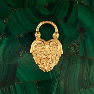 14K Gold Heart Lock Pendant - 14K Solid Gold Real Charm Vintage Inspired Filigree Necklace Gift