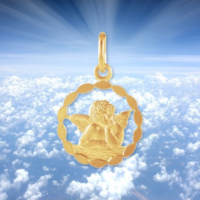 Pierced Cherub Angel Pendant 14KY 14KT 14K Solid Gold Yellow Etsy