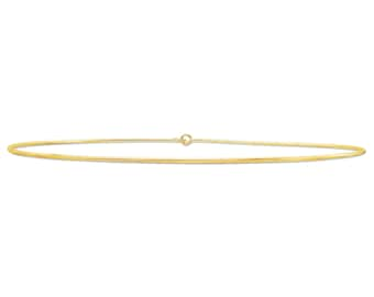 14K Gold Wire Choker - 14K Solid Gold Real Yellow White Necklace Collar 14" 15" 16" Sleek Simple Gift