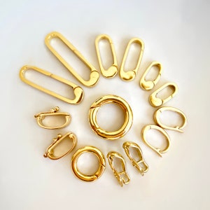 14K Gold Charm Clip - 14KT 10KT 14K Solid Gold Real Yellow White Rose Platinum Carabiner Enhancer Hinge Bail Connector Diamond Final Sale