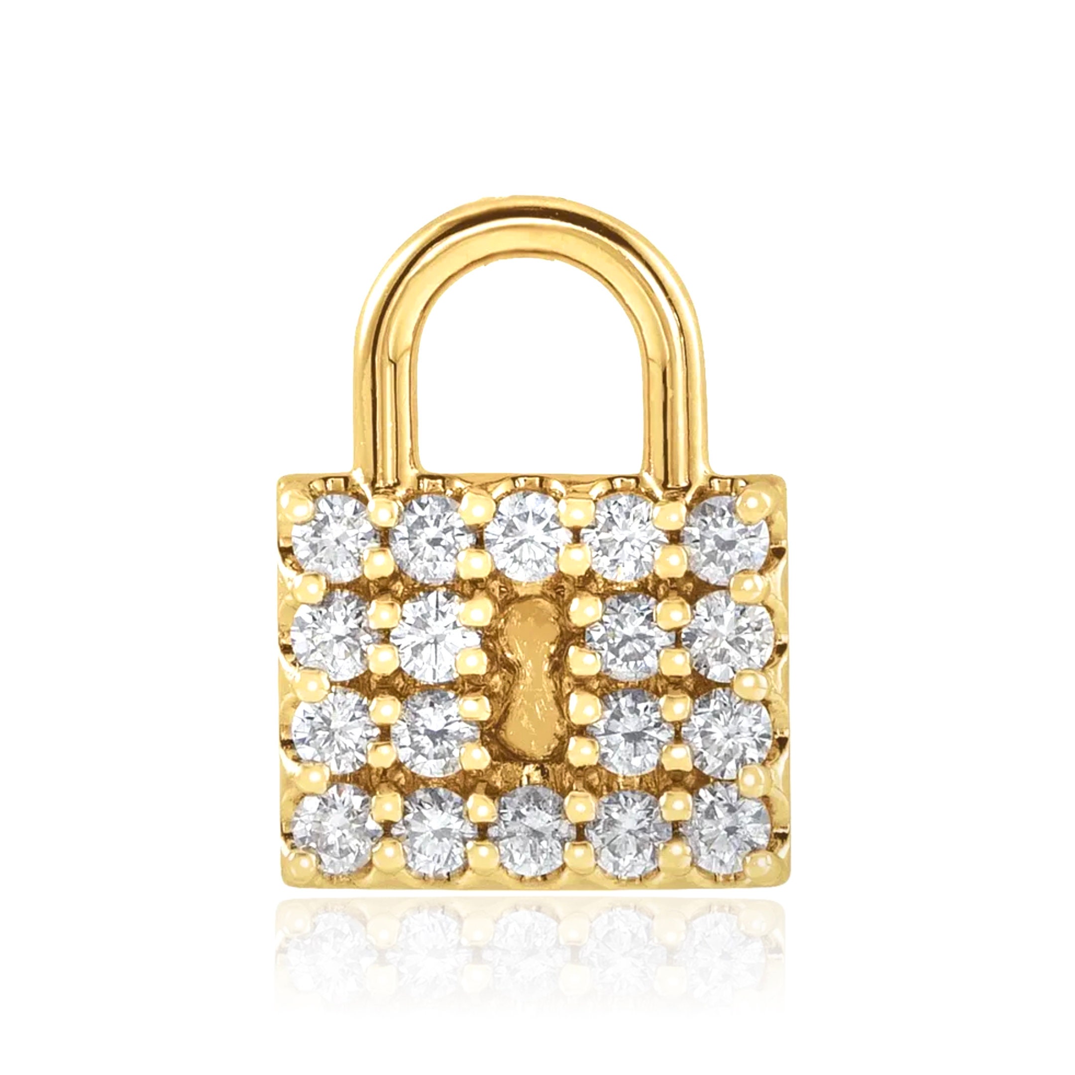 Platinum 14k Yellow Rose White Gold Diamond Lock Padlock Necklace