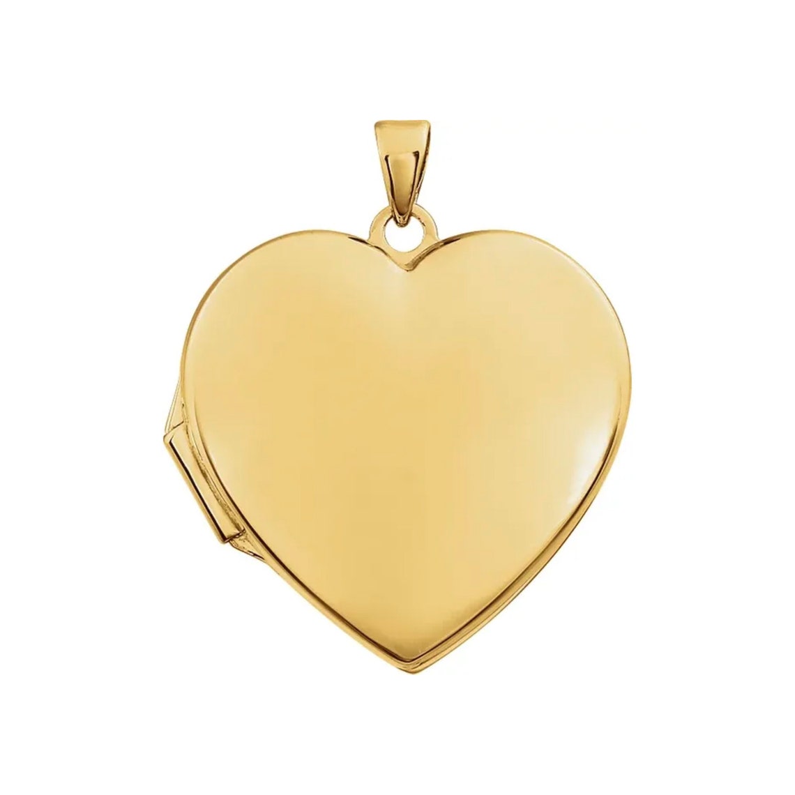 14K Solid Gold Engravable Heart Locket 14KY Yellow Photo Etsy