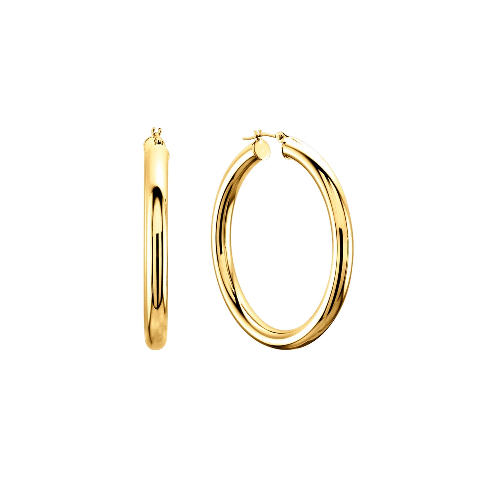 4mm Tube Hoop Earrings 14KY 14KT 14K Solid Gold Yellow | Etsy
