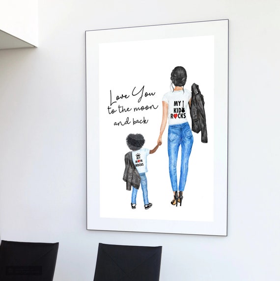 Love You To The Moon And Back Mother Daughter Child Wall Art Etsy Love You To The Moon And Back Mother Daughter Child Wall Art Etsy