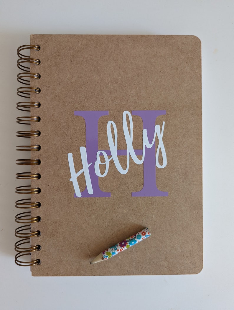 Personalised Art Sketchbook Wiro-Bound Board Backed A5 or A4 With Initial and Name Print Birthday Back To School Gift Artist Art image 4