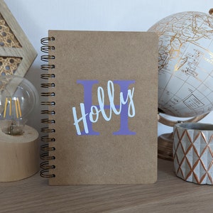 Personalised Art Sketchbook Wiro-Bound Board Backed A5 or A4 With Initial and Name Print Birthday Back To School Gift Artist Art image 2