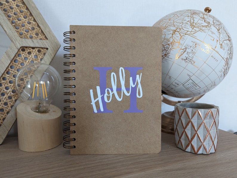 Personalised Art Sketchbook Wiro-Bound Board Backed A5 or A4 With Initial and Name Print Birthday Back To School Gift Artist Art image 2