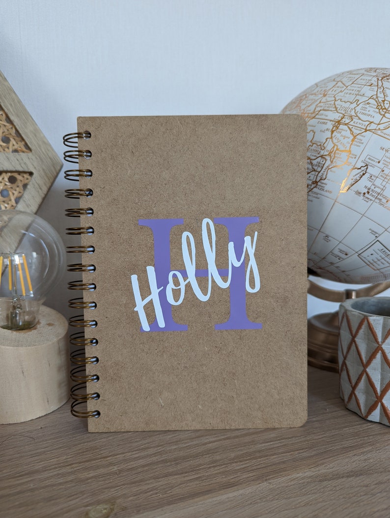 Personalised Art Sketchbook Wiro-Bound Board Backed A5 or A4 With Initial and Name Print Birthday Back To School Gift Artist Art image 3