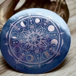Autocollant phases de lune Mandala Autocollant métallique or rose Autocollant brillant pour ordinateur portable Cadeau Décoration phases de lune