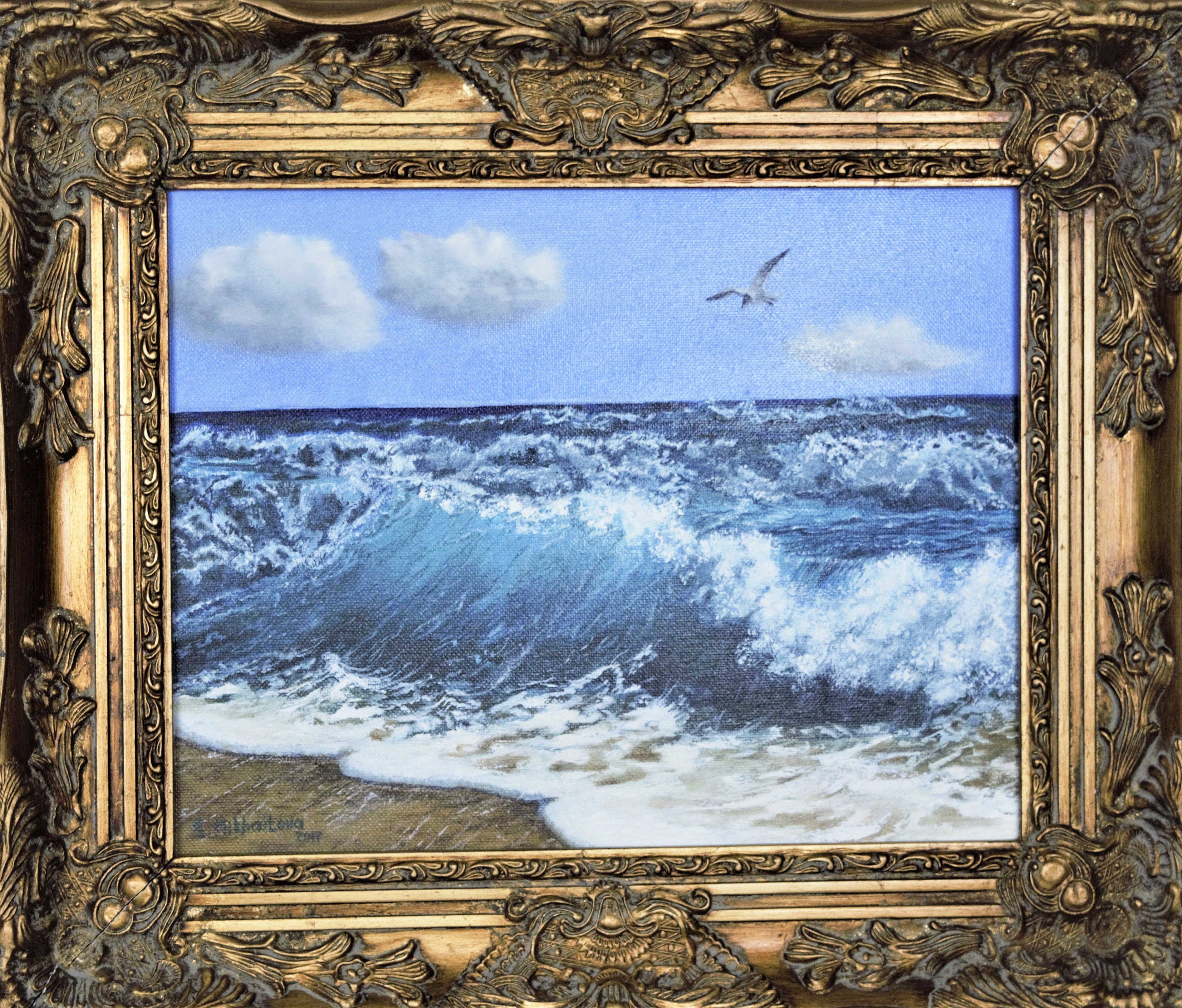 Ocean view oil painting-SEA RAGE-framed-100% hand-painted canvas art-large  size oil painting(OC-12)