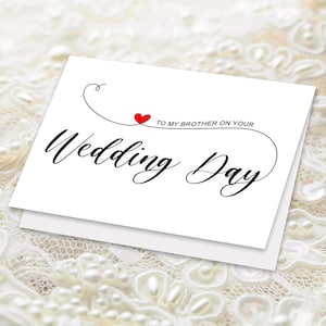 Carte de mariage frère, à mon frère le jour de votre mariage, carte de mariage frère, carte de mariage frère