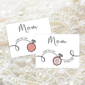 VOULEZ-VOUS M'accompagner dans l'allée, mère de la mariée, père de la mariée, carte de mariage, je ne peux pas dire que je me passerai de vous