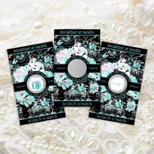 JEU DE DOUCHE Nuptiale, jeu à gratter, cartes à gratter, personnalisé, jeu de douche, petit déjeuner chez Tiffany's