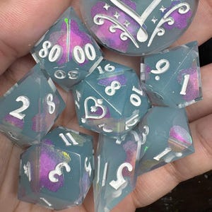 Sakura dice set - Handmade Polyhedral Dice For DnD, D&D, TTRPGs, Dungeons and Dragons, RPG