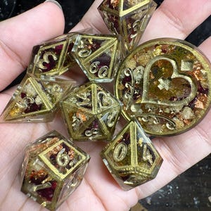 Royal Garden dice set - Handmade Polyhedral Dice For DnD, D&D, TTRPGs, Dungeons and Dragons, RPG