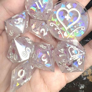 Shattered Rainbows dice set - Handmade Polyhedral Dice For DnD, D&D, TTRPGs, Dungeons and Dragons, RPG