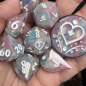 Pastel Garden dice set - Handmade Polyhedral Dice For DnD, D&D, TTRPGs, Dungeons and Dragons, RPG