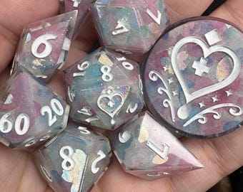 Pastel Garden dice set - Handmade Polyhedral Dice For DnD, D&D, TTRPGs, Dungeons and Dragons, RPG
