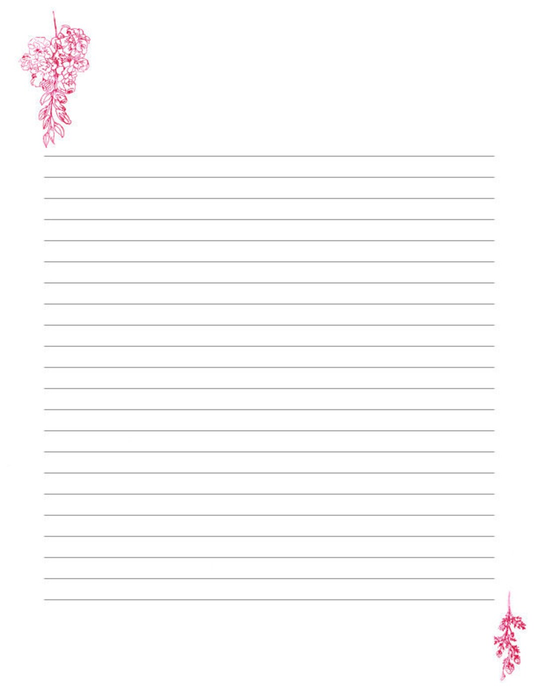 Printable Digital Writing Paper/ A4 8.5x11 / Lined and Etsy