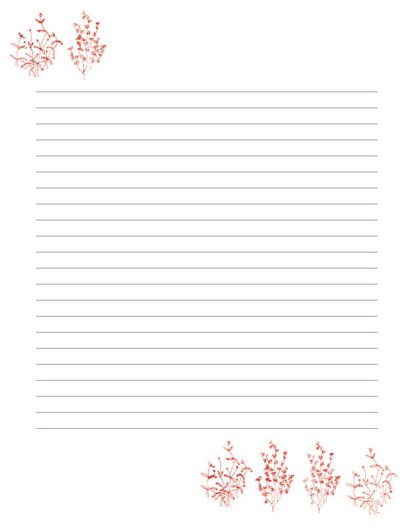 printable writing paper a4 85x11 linedunlined digital etsy