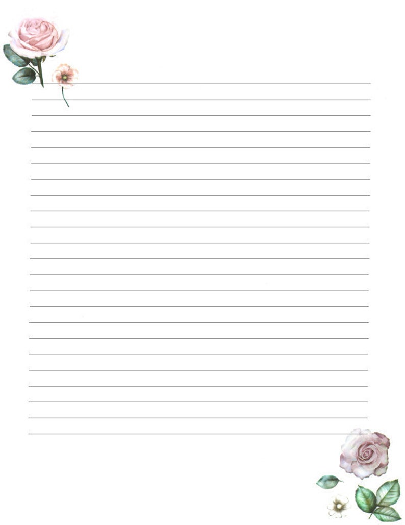 Printable Digital Writing Paper/ A4 8.5x11 / Lined and image 1