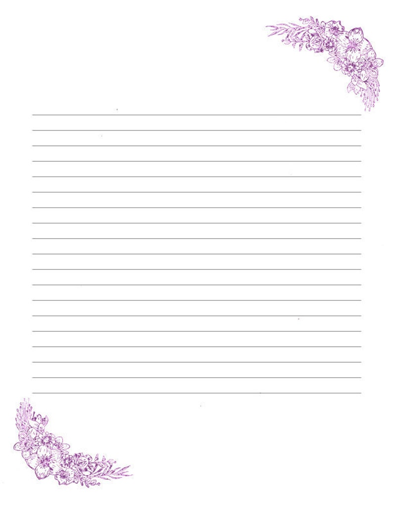 Printable Digital Writing Paper/ A4 8.5x11 / Lined and Etsy