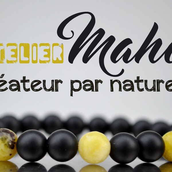 Bracelet Perles Pierres Naturelles,Onyx,Jaspe Jaune, homme, femme, unisexe,unique. Original